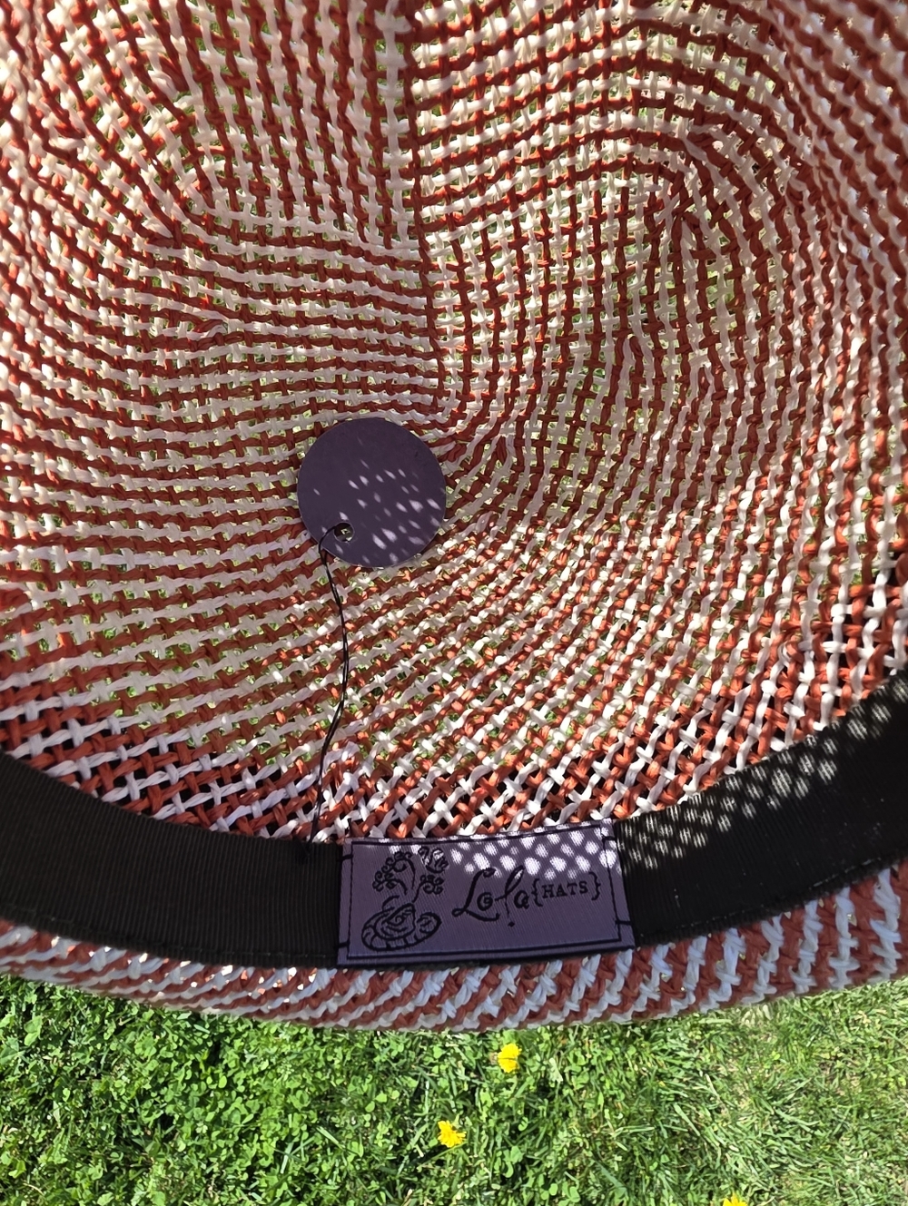 Lola Hats Woven Orange and White Fedora with Brown Band, Nwt - Picture 4 of 5